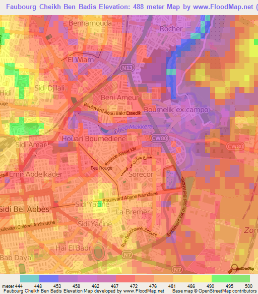 Faubourg Cheikh Ben Badis,Algeria Elevation Map