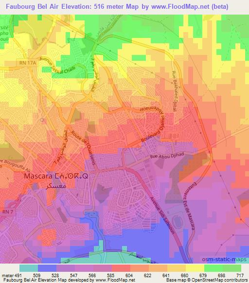 Faubourg Bel Air,Algeria Elevation Map