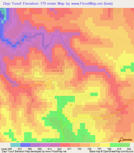 Dayr Yusuf,Jordan Elevation Map