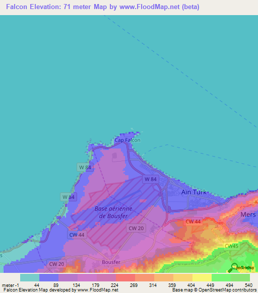 Falcon,Algeria Elevation Map