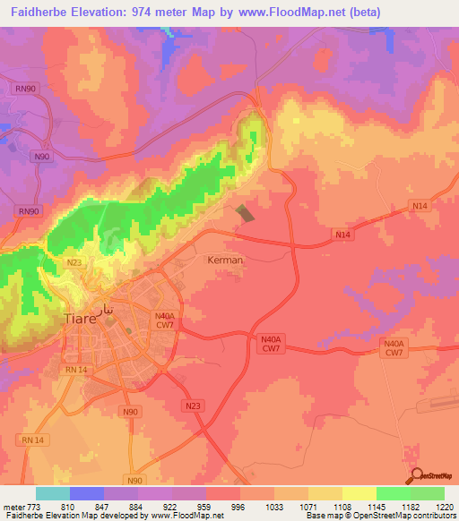 Faidherbe,Algeria Elevation Map