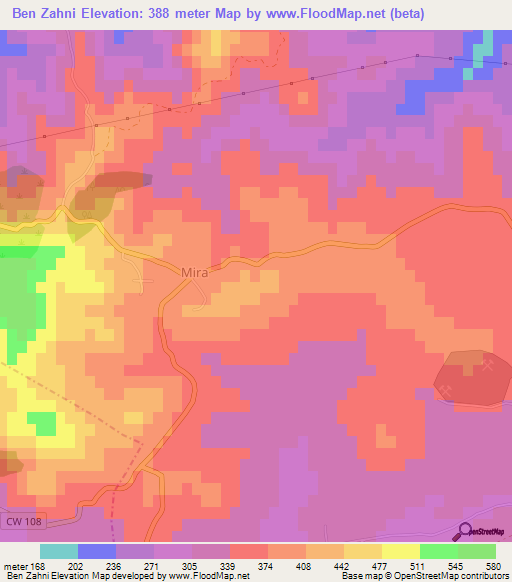 Ben Zahni,Algeria Elevation Map