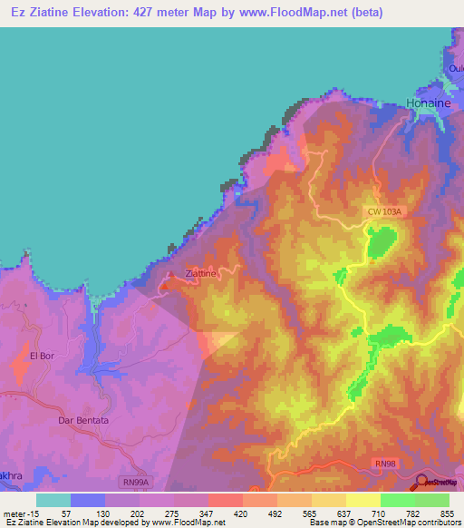 Ez Ziatine,Algeria Elevation Map