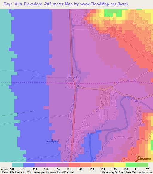 Dayr `Alla,Jordan Elevation Map