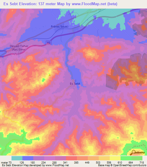 Es Sebt,Algeria Elevation Map