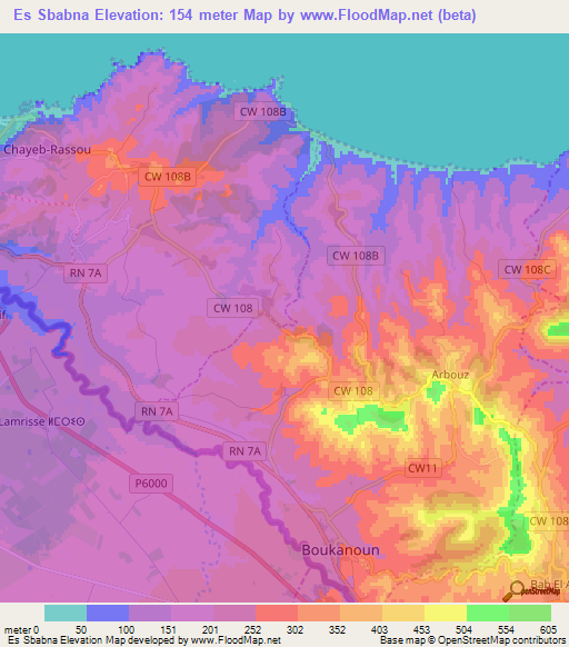 Es Sbabna,Algeria Elevation Map