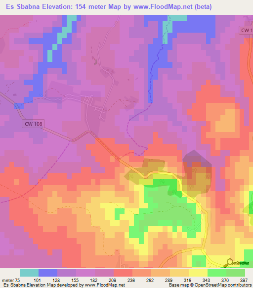 Es Sbabna,Algeria Elevation Map