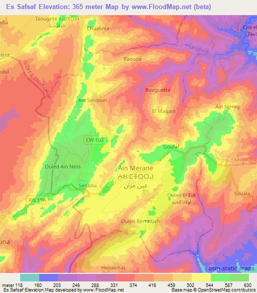 Es Safsaf,Algeria Elevation Map