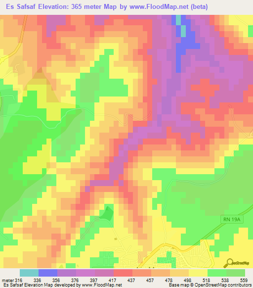 Es Safsaf,Algeria Elevation Map