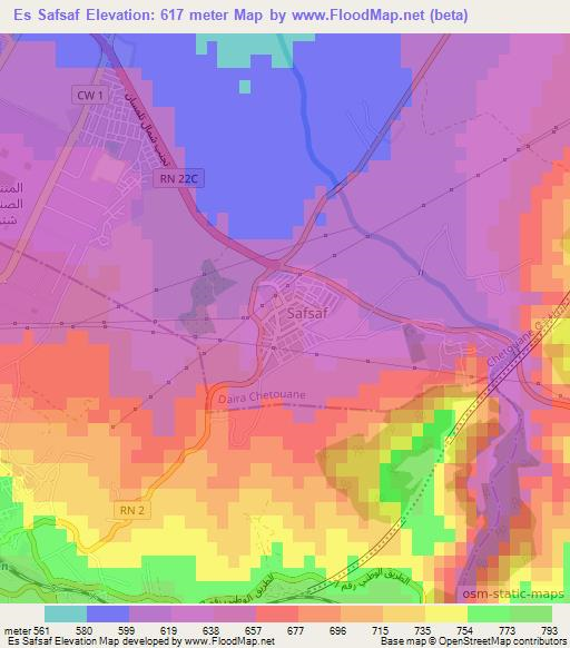 Es Safsaf,Algeria Elevation Map