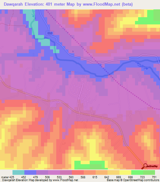 Dawqarah,Jordan Elevation Map