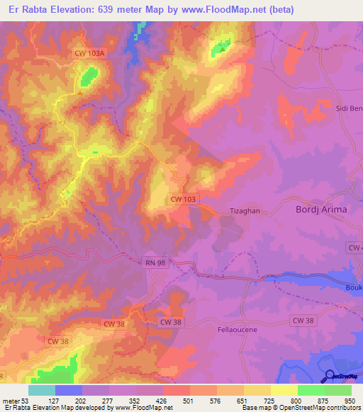 Er Rabta,Algeria Elevation Map