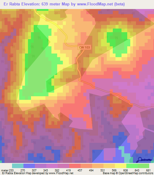 Er Rabta,Algeria Elevation Map