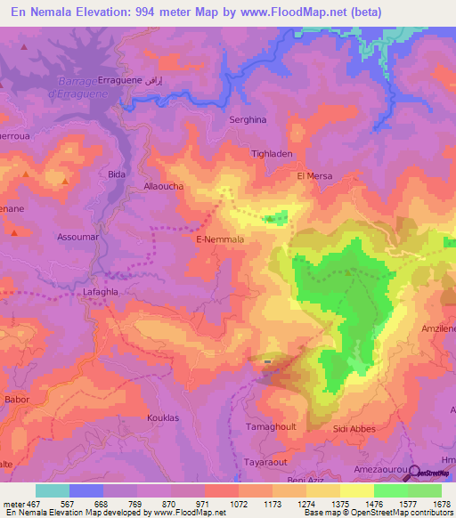 En Nemala,Algeria Elevation Map
