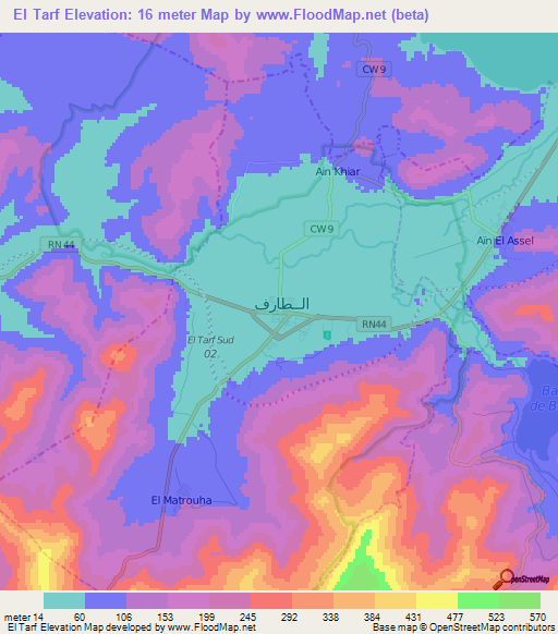 El Tarf,Algeria Elevation Map