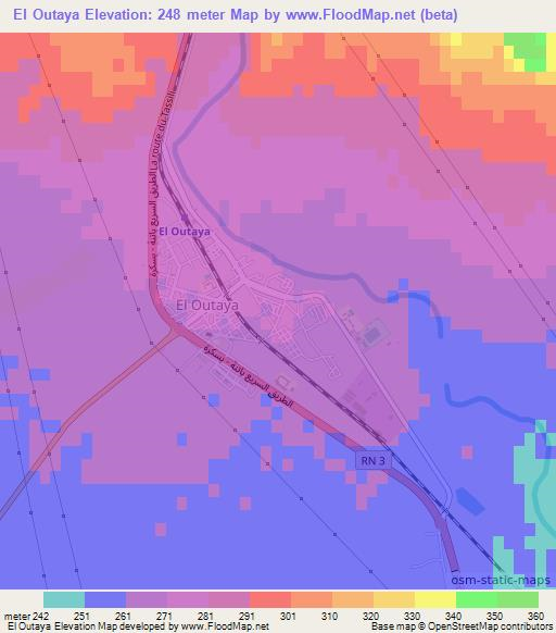 El Outaya,Algeria Elevation Map