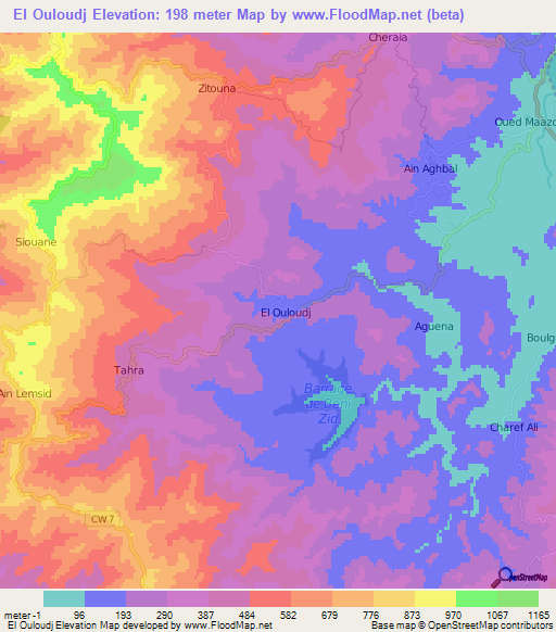 El Ouloudj,Algeria Elevation Map