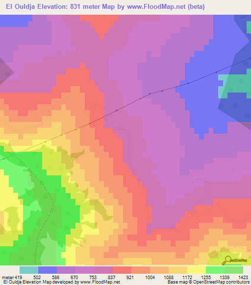 El Ouldja,Algeria Elevation Map
