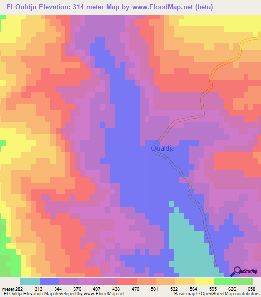 El Ouldja,Algeria Elevation Map