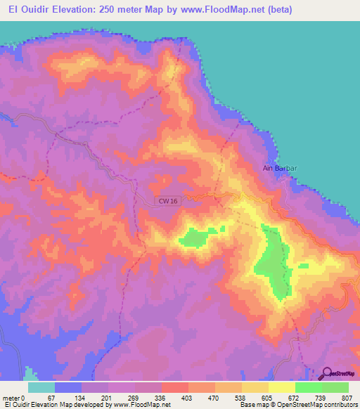 El Ouidir,Algeria Elevation Map