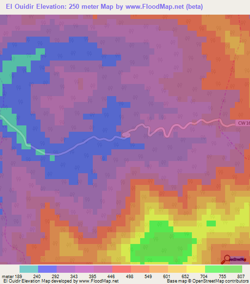 El Ouidir,Algeria Elevation Map