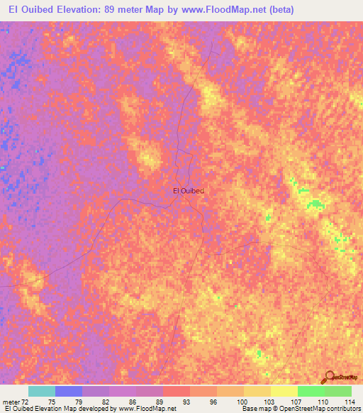 El Ouibed,Algeria Elevation Map