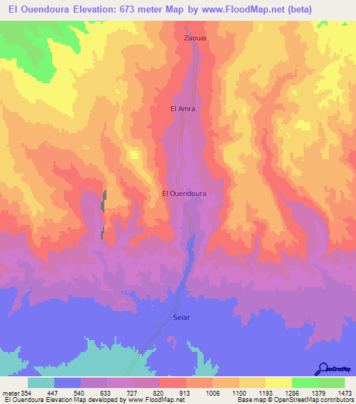 El Ouendoura,Algeria Elevation Map