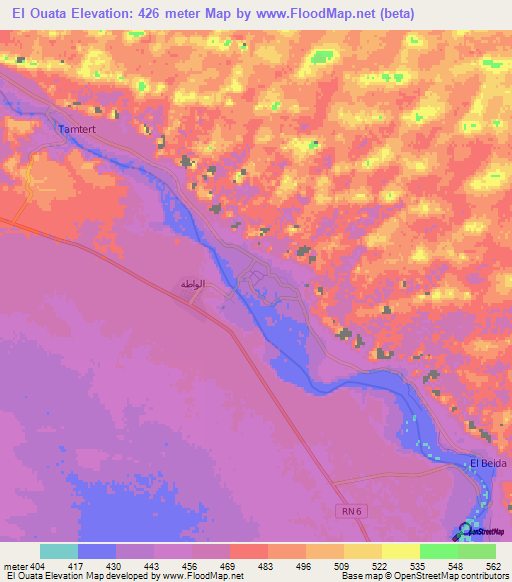 El Ouata,Algeria Elevation Map