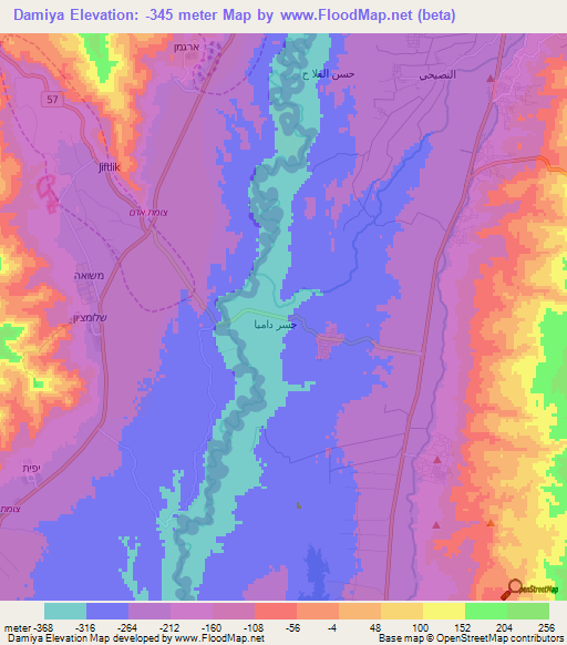 Damiya,Jordan Elevation Map