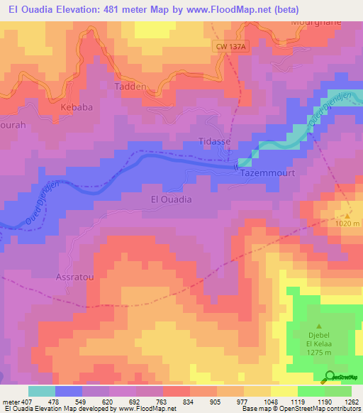 El Ouadia,Algeria Elevation Map