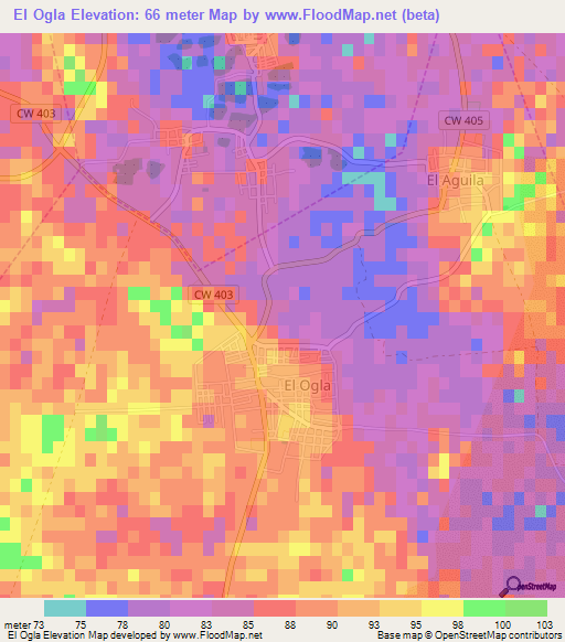 El Ogla,Algeria Elevation Map