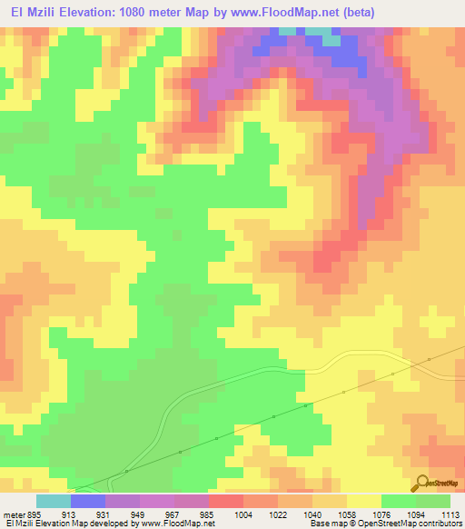 El Mzili,Algeria Elevation Map