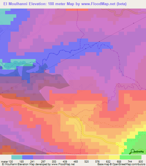 El Moulhanni,Algeria Elevation Map