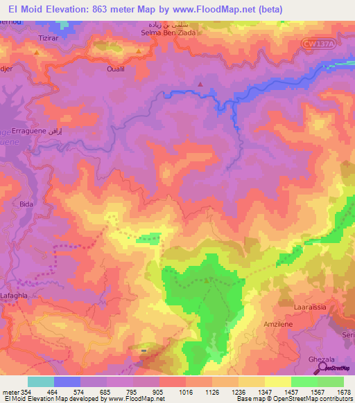 El Moid,Algeria Elevation Map