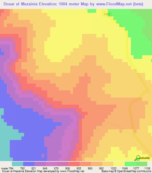 Douar el Mezainia,Algeria Elevation Map