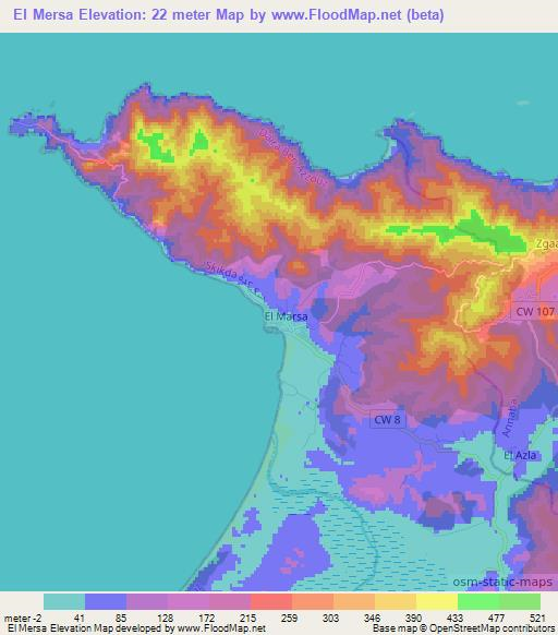 El Mersa,Algeria Elevation Map