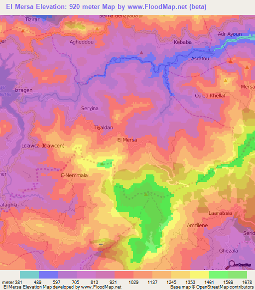 El Mersa,Algeria Elevation Map