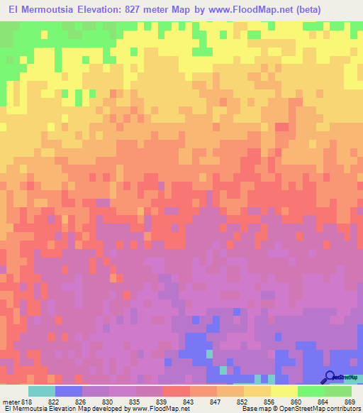 El Mermoutsia,Algeria Elevation Map