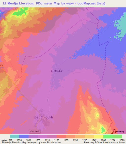 El Merdja,Algeria Elevation Map