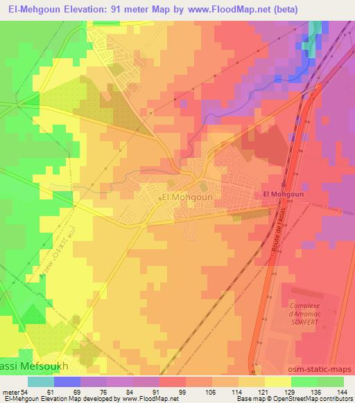 El-Mehgoun,Algeria Elevation Map