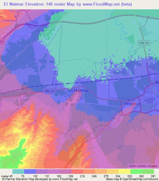 El Matmar,Algeria Elevation Map