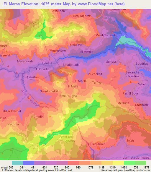 El Marsa,Algeria Elevation Map