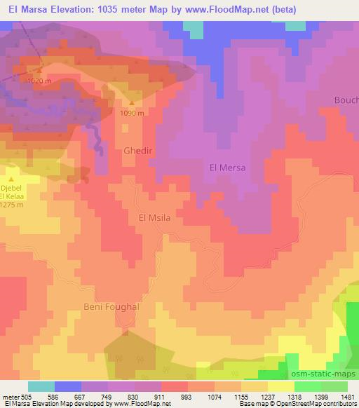 El Marsa,Algeria Elevation Map