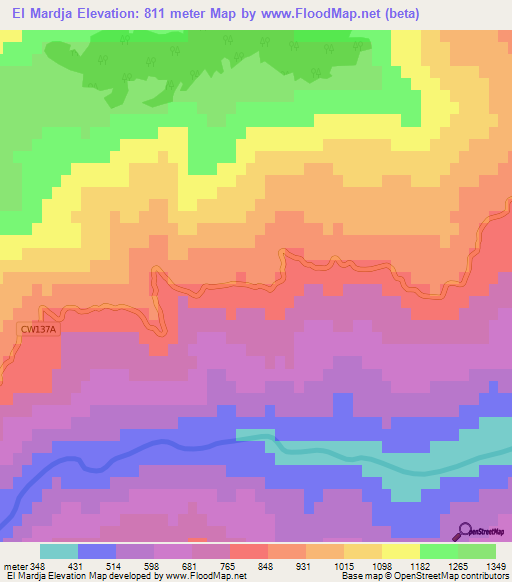 El Mardja,Algeria Elevation Map