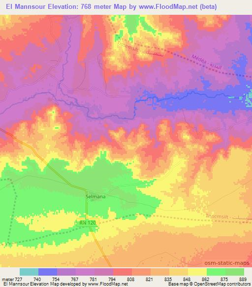 El Mannsour,Algeria Elevation Map