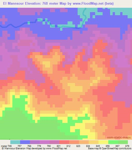 El Mannsour,Algeria Elevation Map