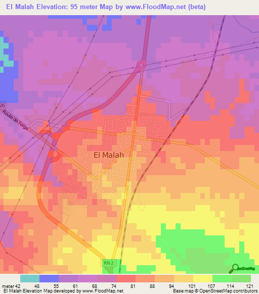 El Malah,Algeria Elevation Map