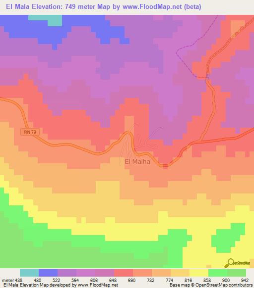 El Mala,Algeria Elevation Map