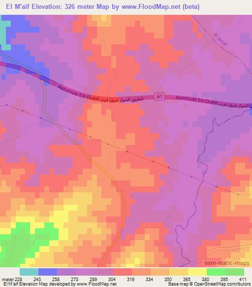 El M'aif,Algeria Elevation Map