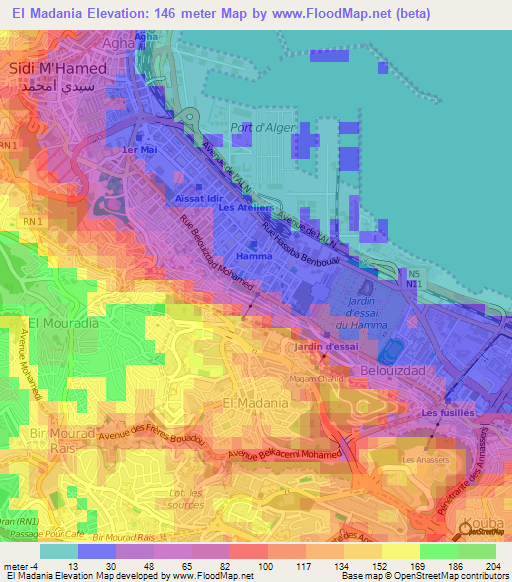 El Madania,Algeria Elevation Map